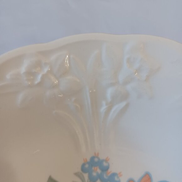 Crown Potteries Co. Vintage Serving Bowl Dish Made In USA 653 Floral Bouquet - Picture 3 of 7